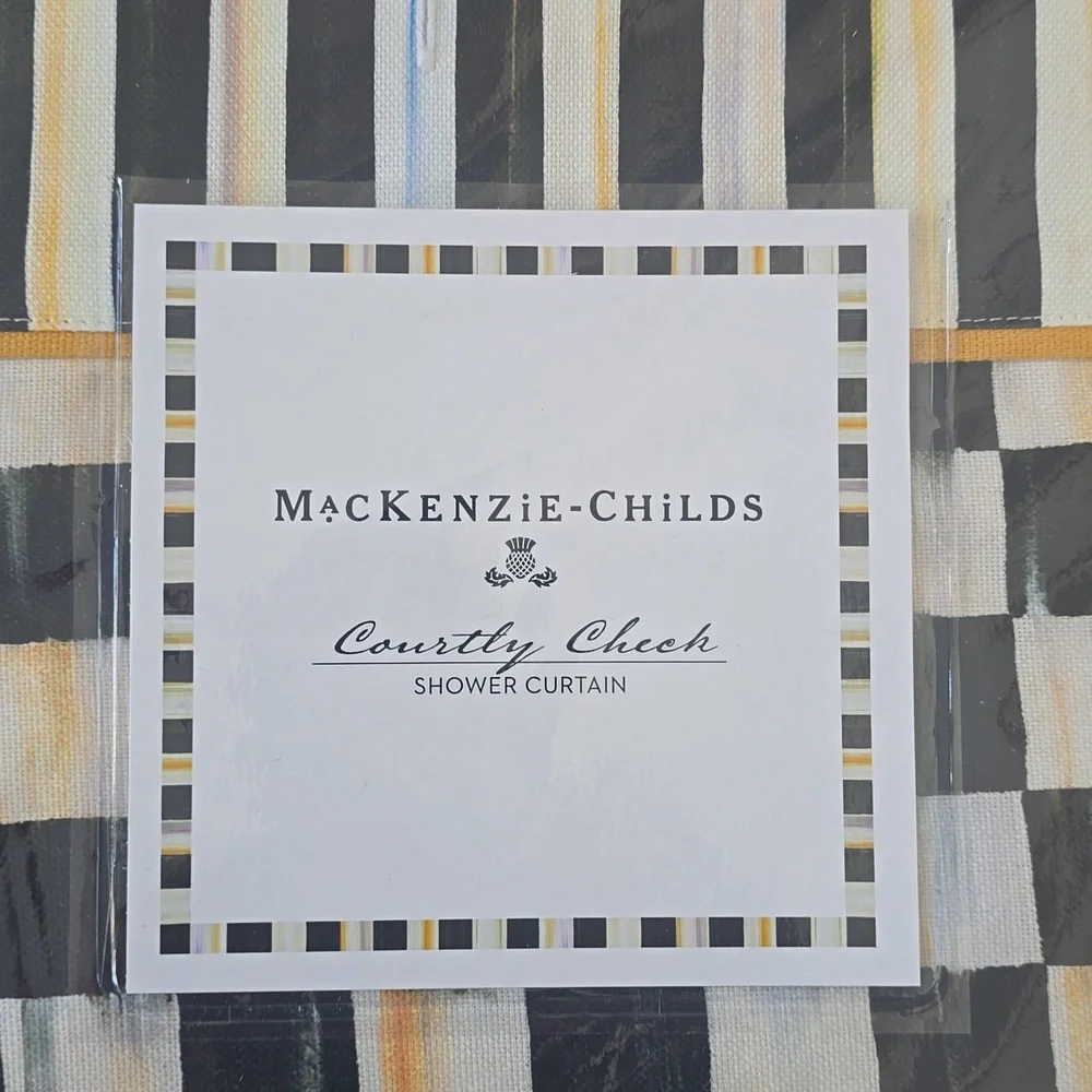 MacKenzie-Childs Courtly Check Shower Curtain with Striped Border,$218.00